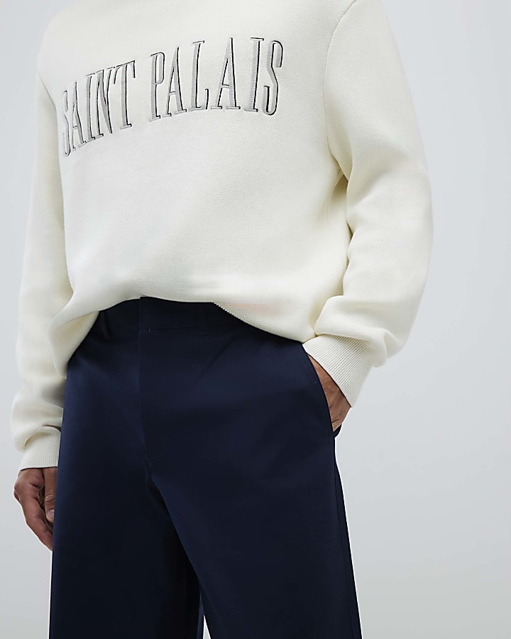 Navy Barrell Leg Chino