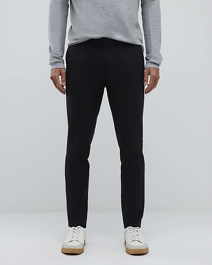 Black Slim Fit Elasticated Chino Trousers