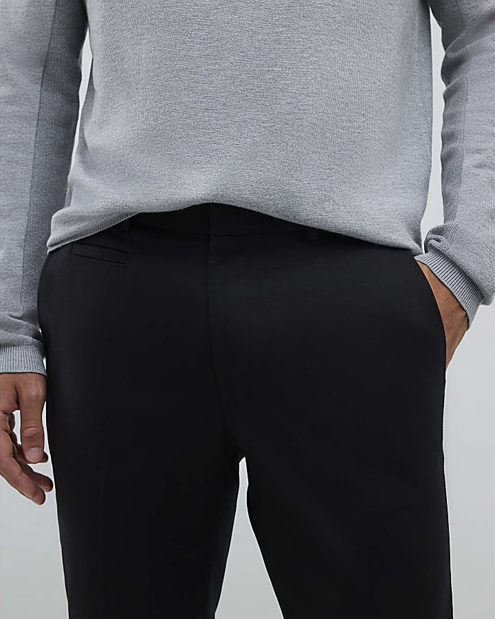 Black Slim Fit Elasticated Chino Trousers