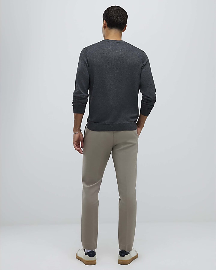 Stone Slim Fit Elasticated Chino Trousers