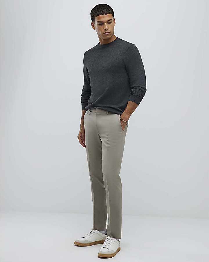 Stone Slim Fit Elasticated Chino Trousers