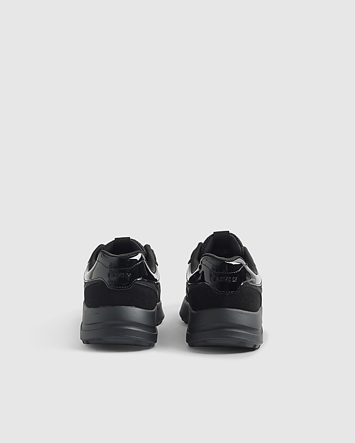 Black Mixed Texture Trainers