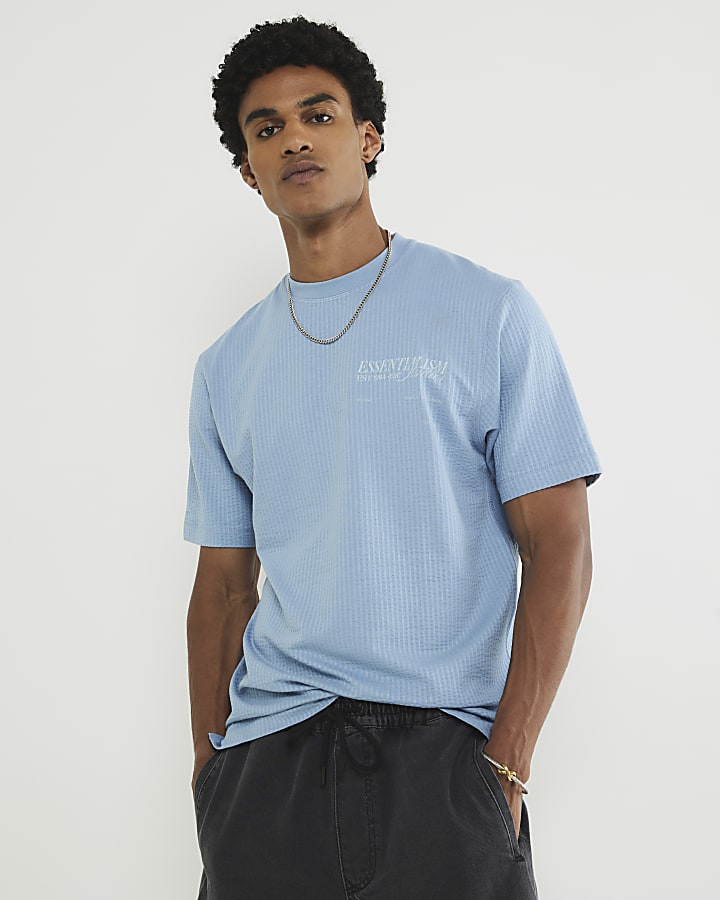 Blue Essentialism Textured T-Shirt