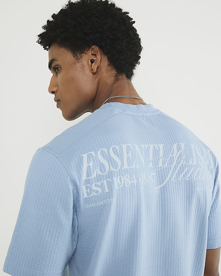 Blue Essentialism Textured T-Shirt