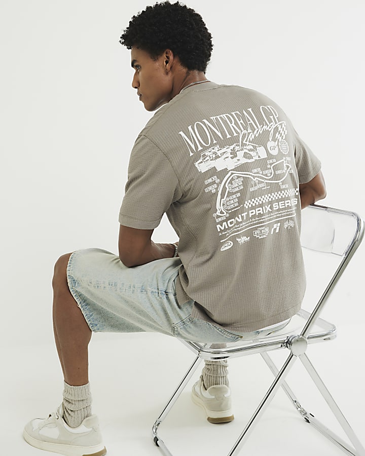 Beige Regular Fit GP Racing T-Shirt