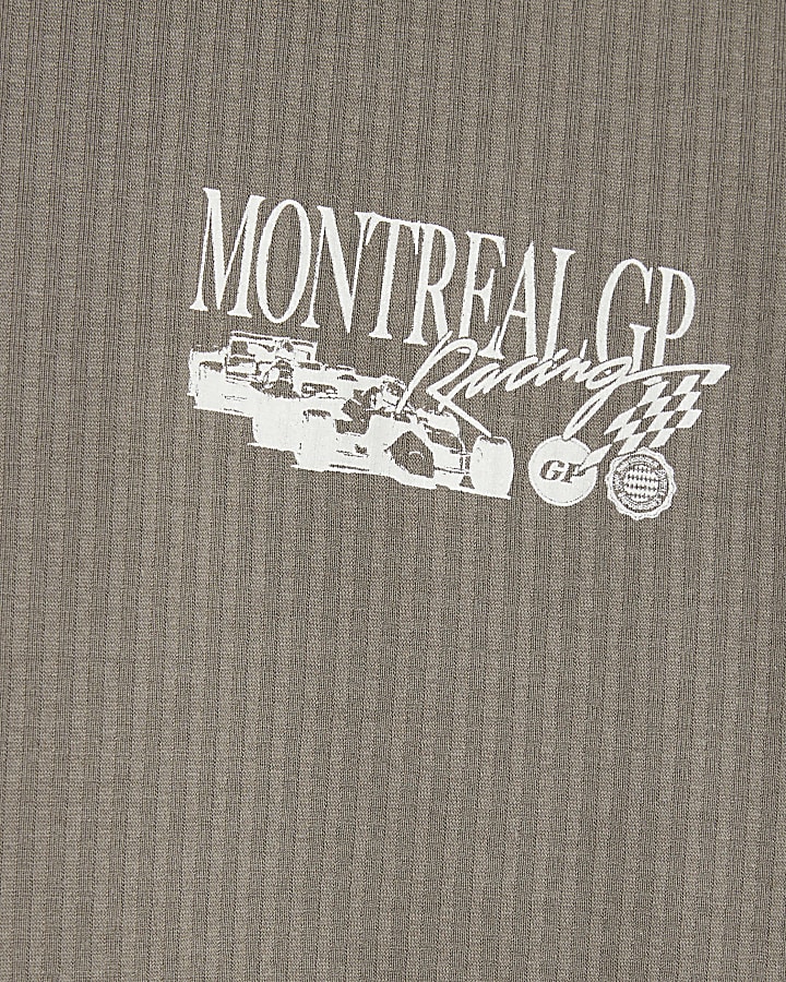Beige Regular Fit GP Racing T-Shirt