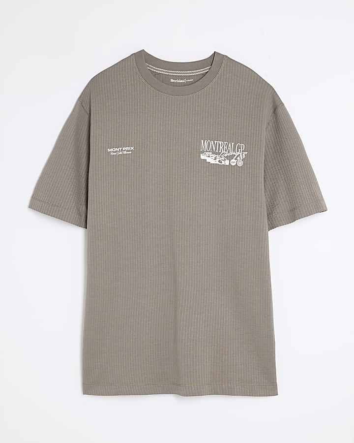 Beige Regular Fit GP Racing T-Shirt