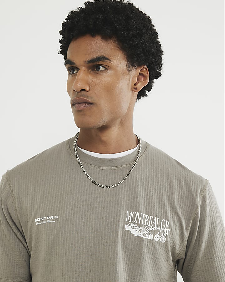 Beige Regular Fit GP Racing T-Shirt