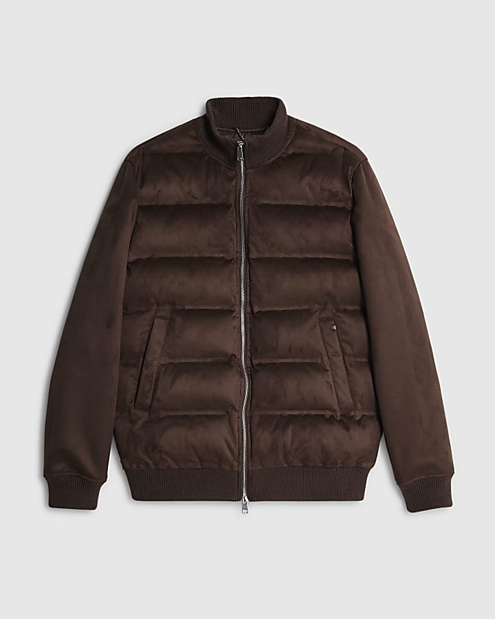 Brown Faux Suede Hybrid Jacket