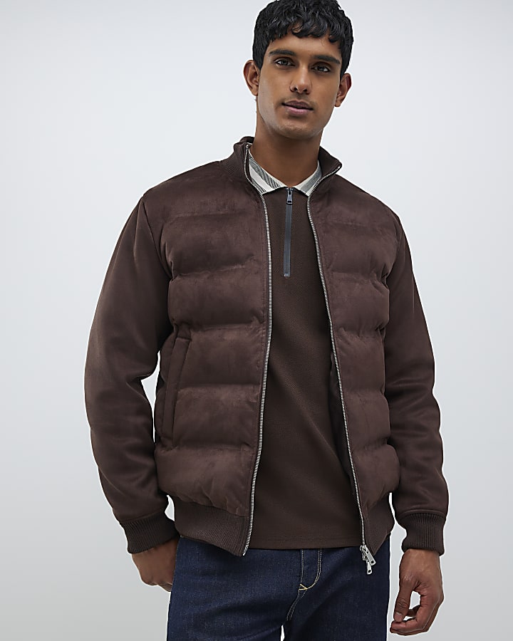 Brown Faux Suede Hybrid Jacket