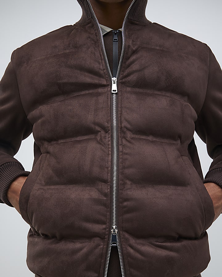 Brown Faux Suede Hybrid Jacket