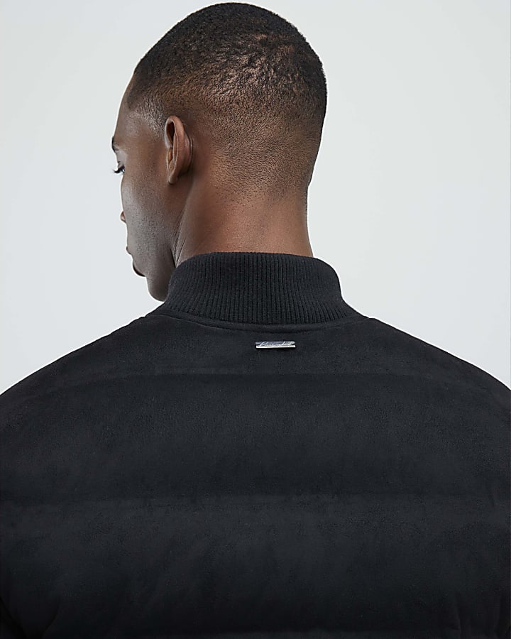 Black Faux Suedette Hybrid Jacket