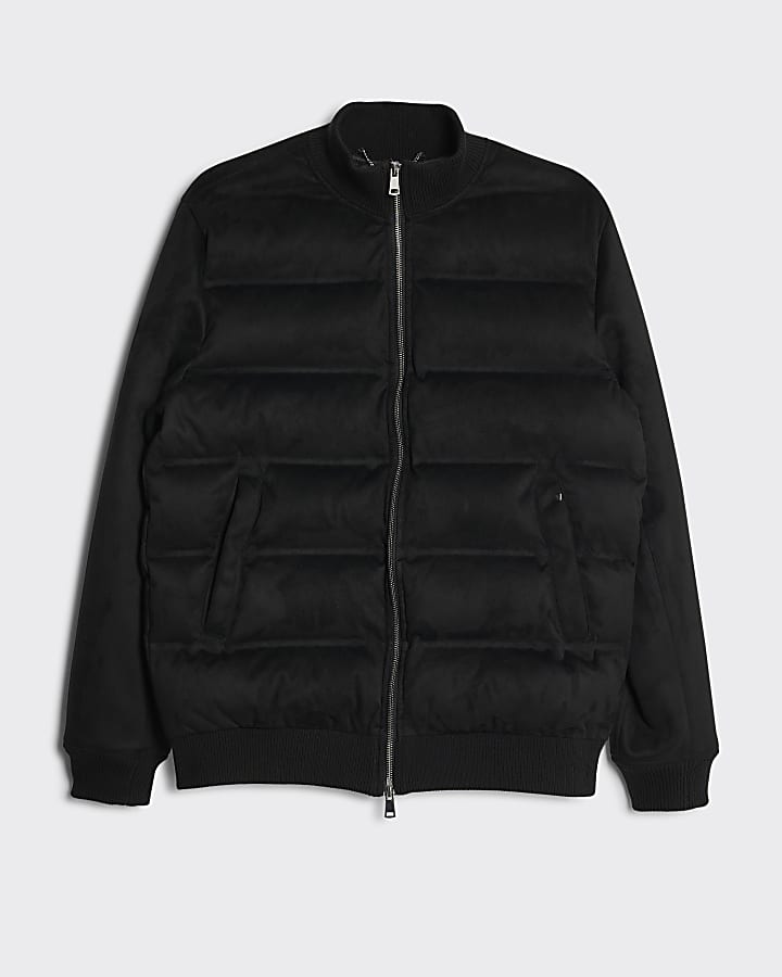 Black Faux Suede Hybrid Jacket