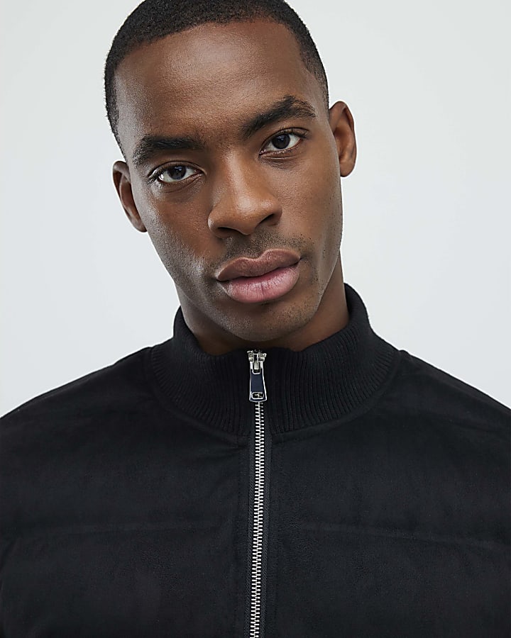 Black Faux Suedette Hybrid Jacket