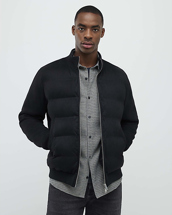 Black Faux Suedette Hybrid Jacket