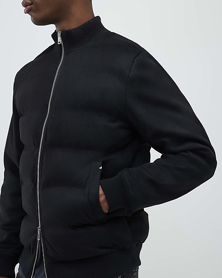Black Faux Suedette Hybrid Jacket
