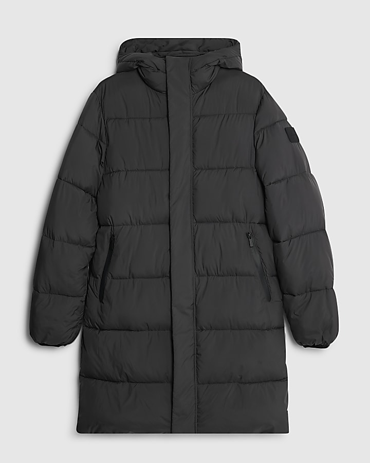 Grey Mid Length Padded Puffer Jacket