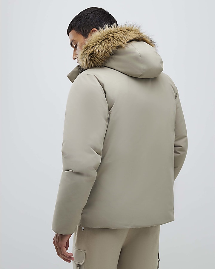 Cream Premium Fur Trim Puffer Jacket