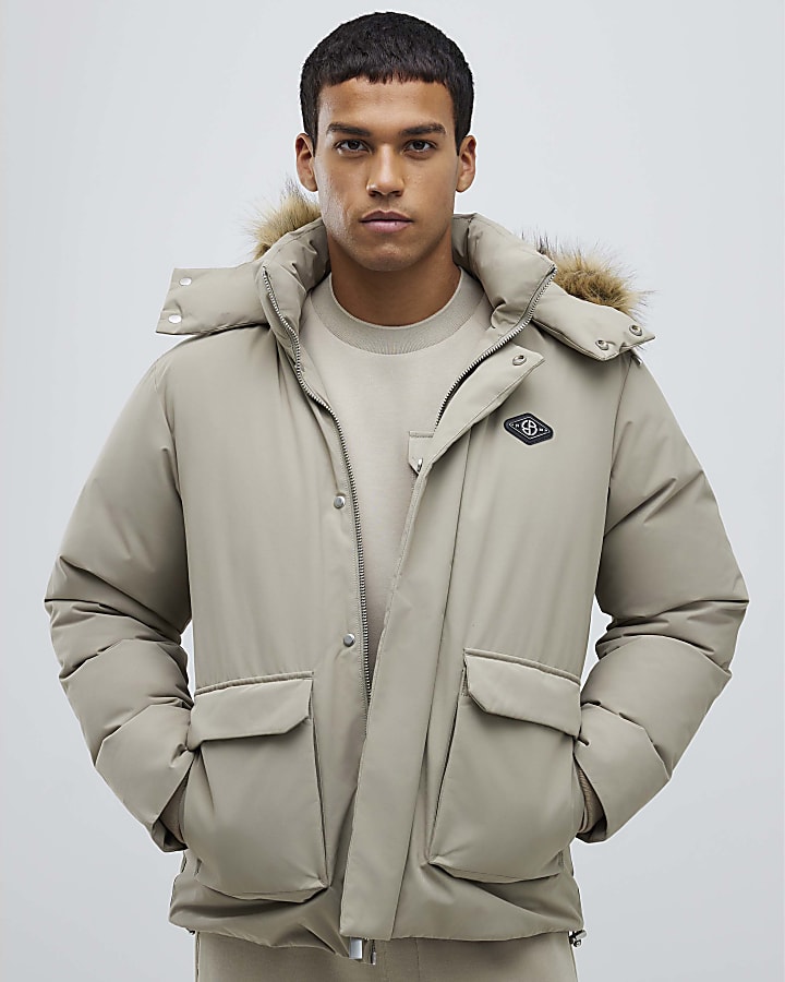 Cream Premium Fur Trim Puffer Jacket
