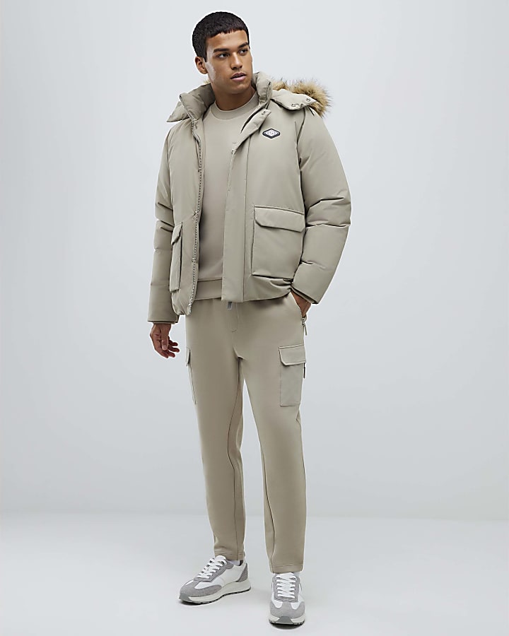 Cream Premium Fur Trim Puffer Jacket