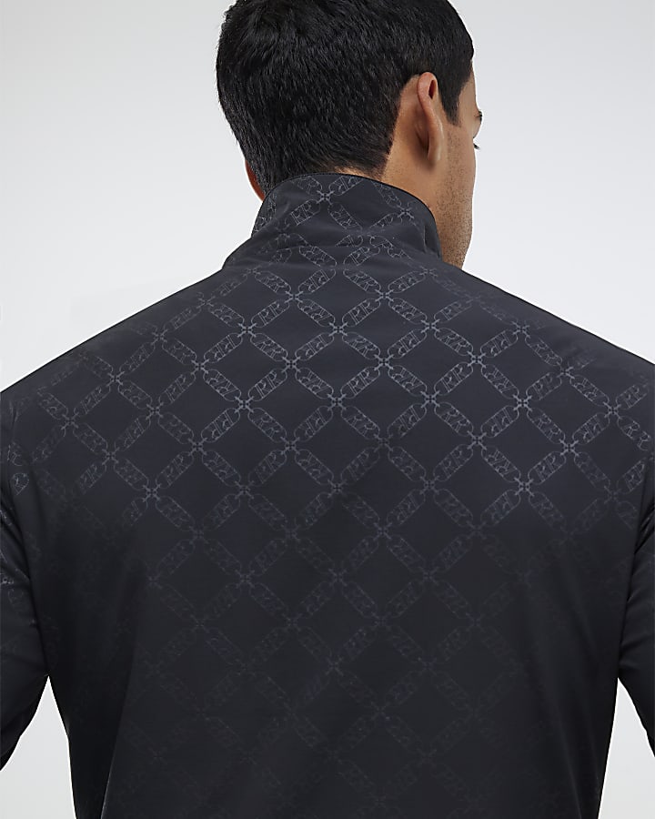 Black Monogram Funnel Jacket