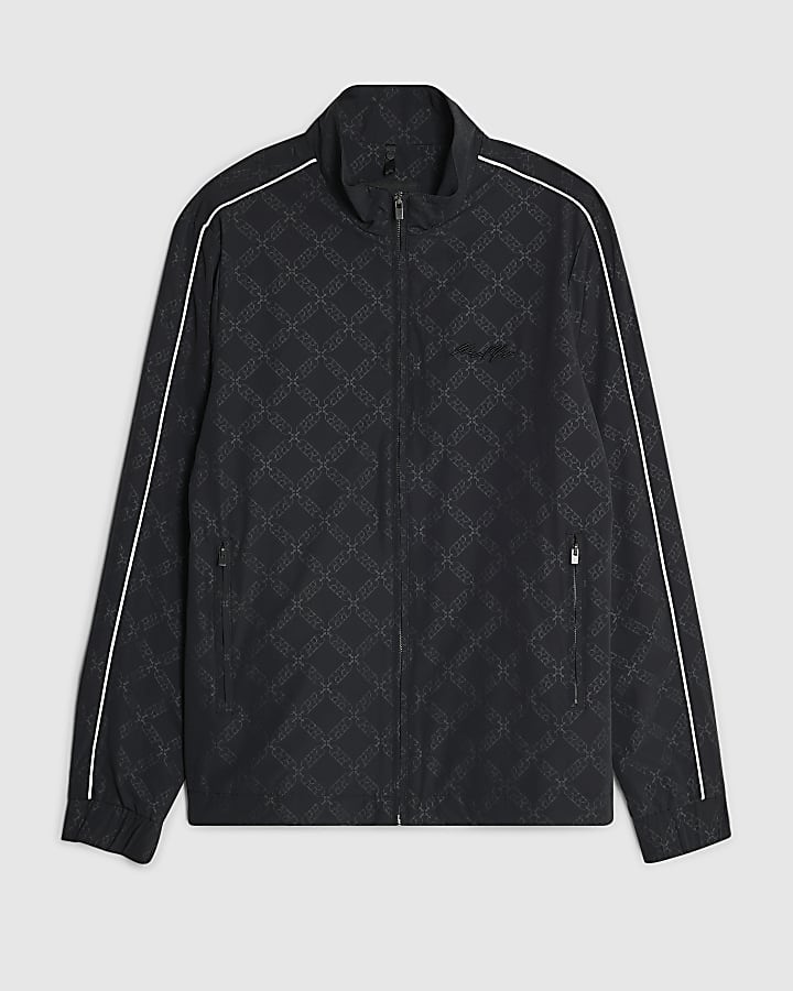 Black Monogram Funnel Jacket