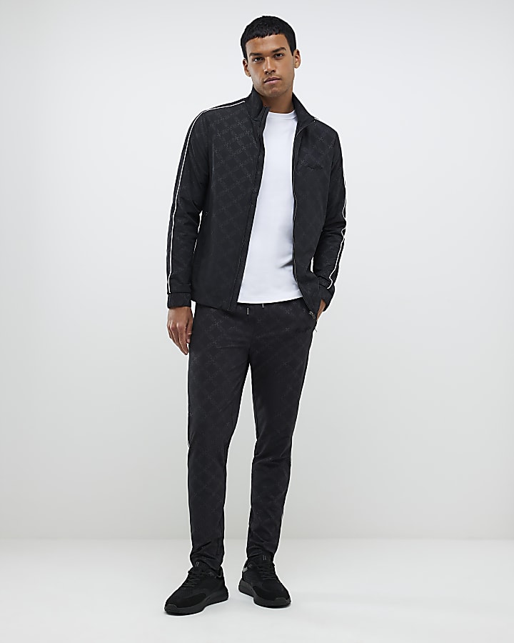 Black Monogram Funnel Jacket