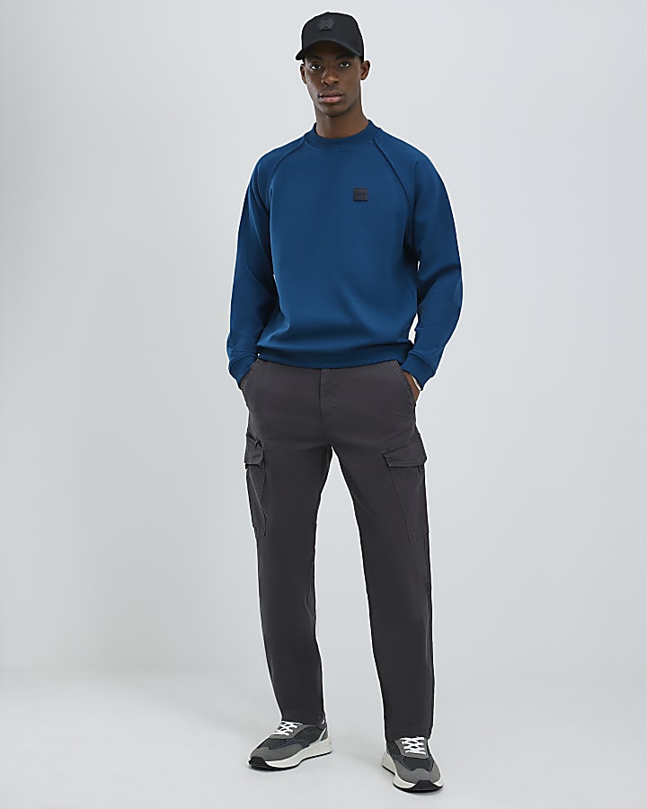 Grey Regular Fit Cargo Trousers