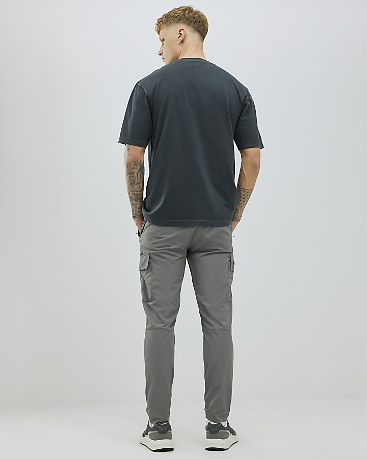 Grey Skinny Fit Cargo Trousers