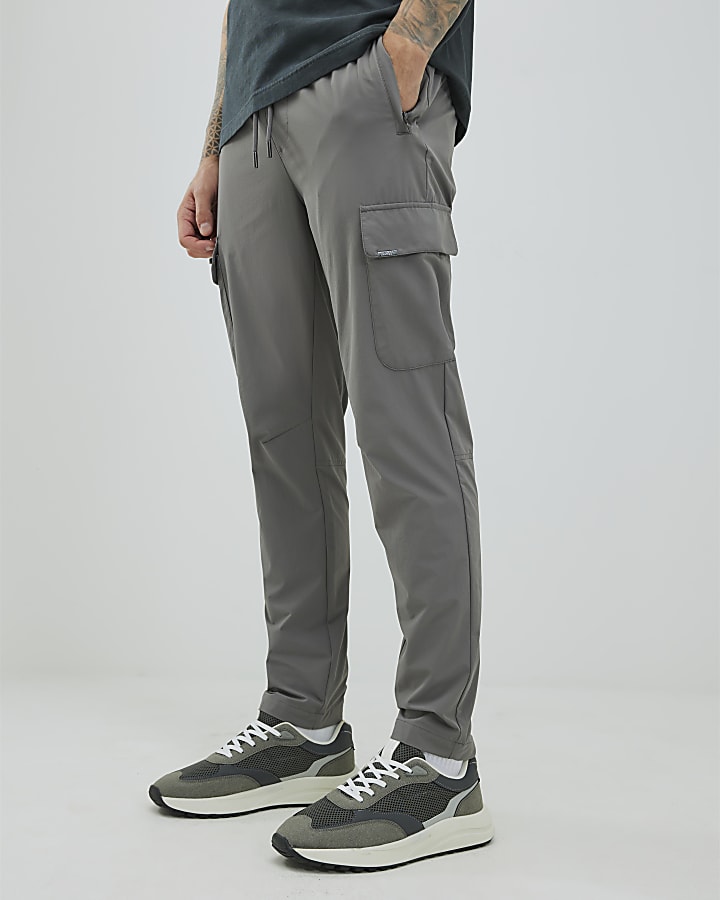 Grey Skinny Fit Cargo Trousers