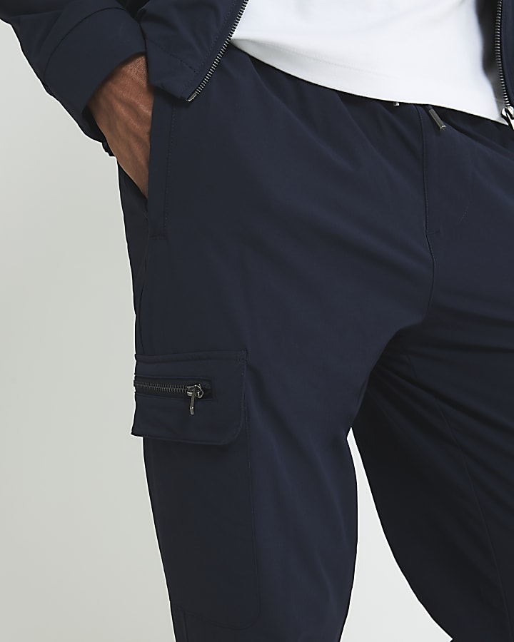 Navy Skinny Fit Cargo Trousers