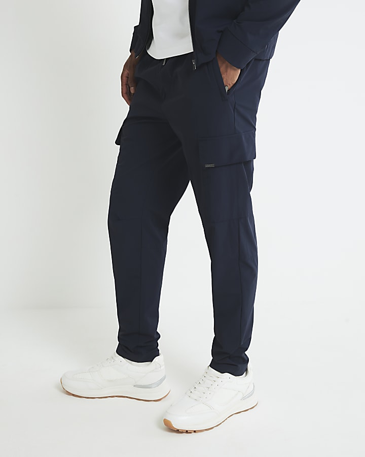 Navy Skinny Fit Cargo Trousers