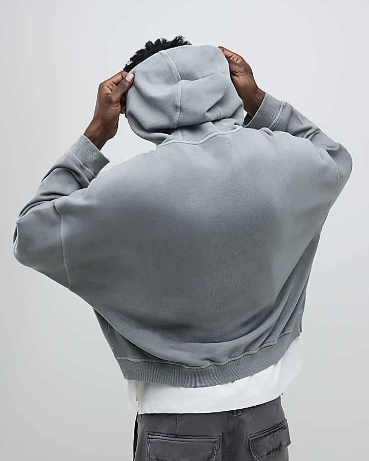 Black Oversized Fit Washed Hoodie