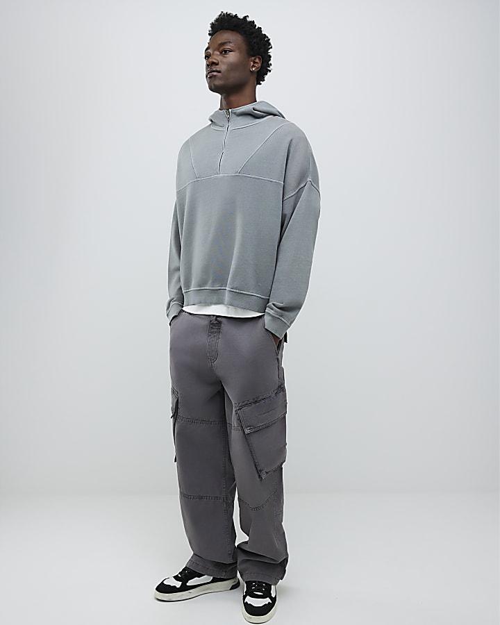 Black Oversized Fit Washed Hoodie