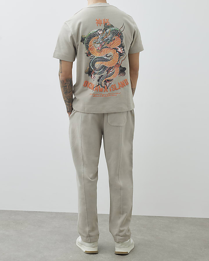 Grey Regular Fit Washed Hayashima Joggers