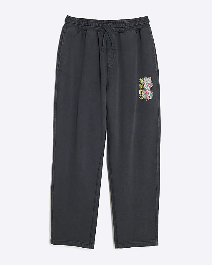 Black Regular Fit Washed Hayashima Joggers