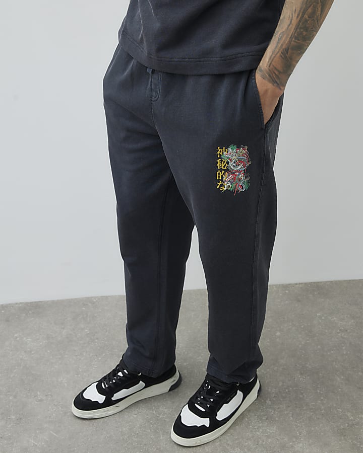 Black Regular Fit Washed Hayashima Joggers