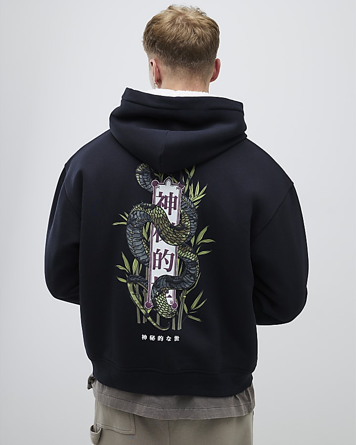Black Regular Fit Japanese Borg Hoodie