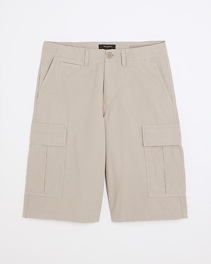 Beige Regular Fit Cargo shorts