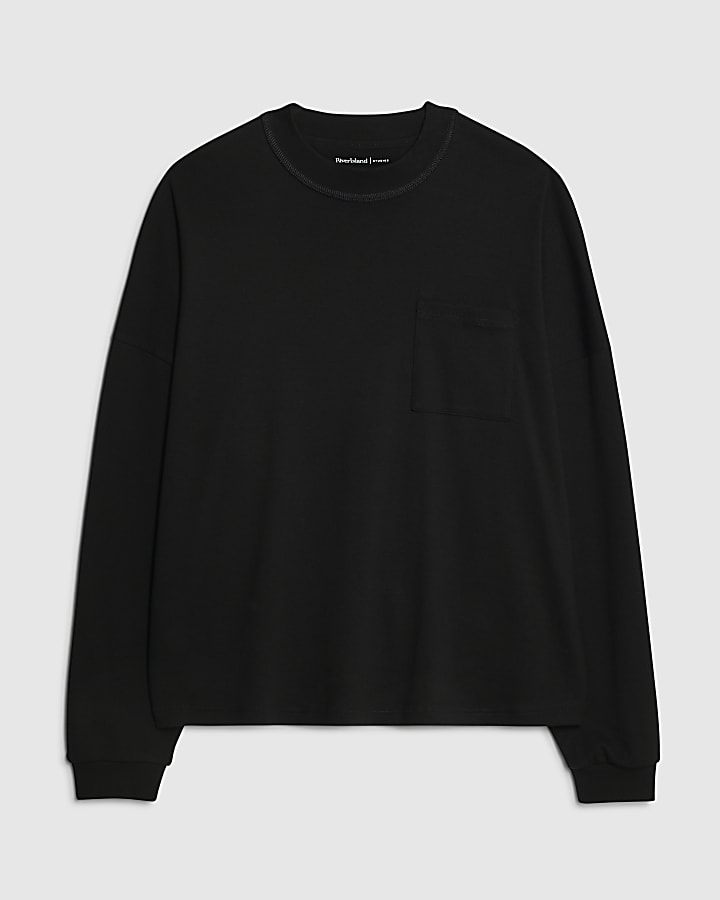 Black Oversized Fit Reverse Seam T-Shirt