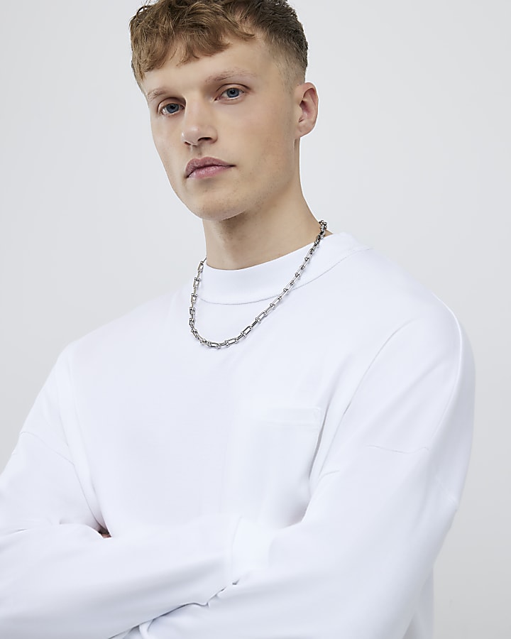 White Oversized Fit Reverse Seam T-Shirt