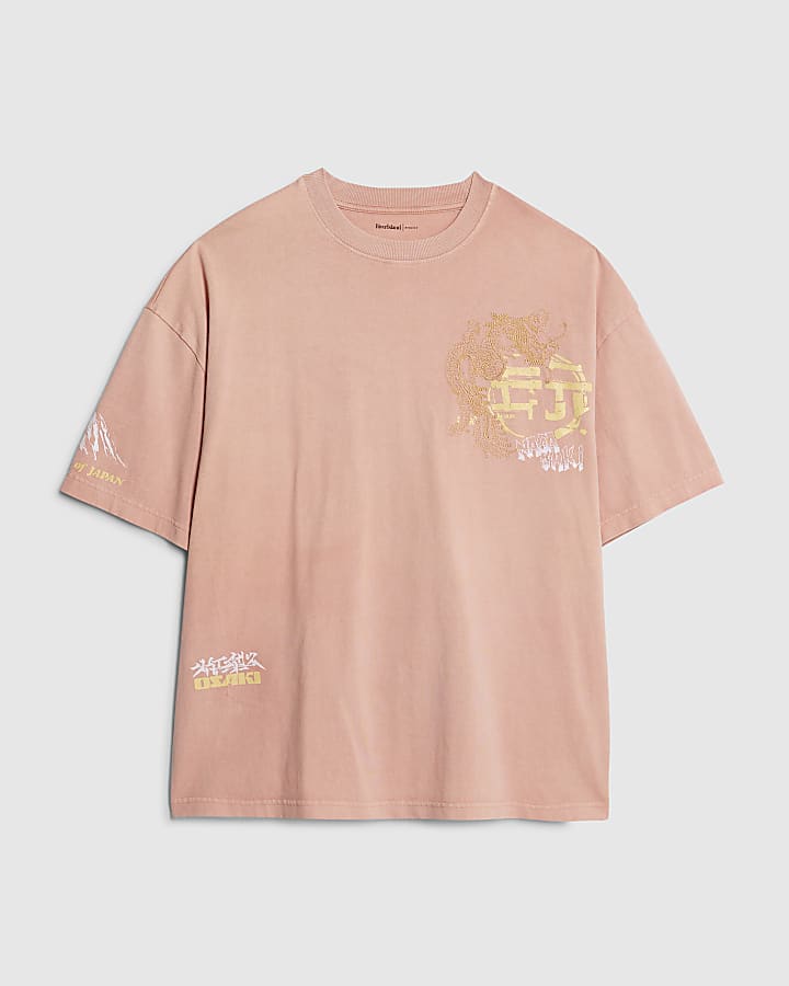 Pink Oversized Fit Japanese Element T-Shirt