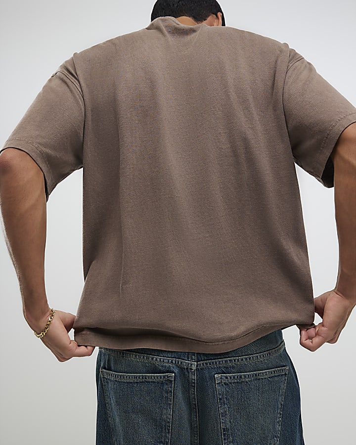 Brown Oversized Fit Japanese Hiraki T-Shirt