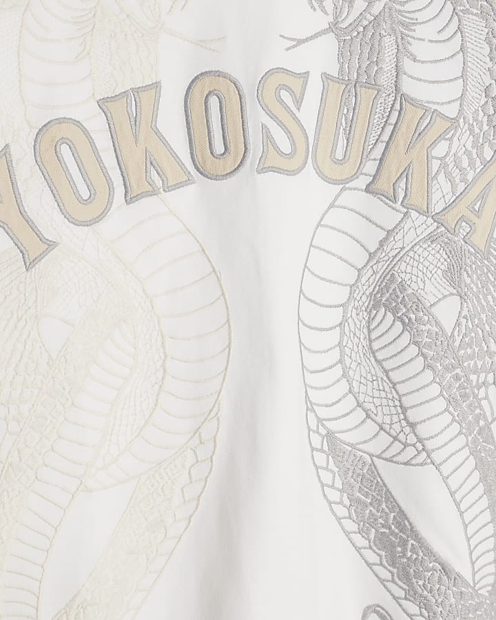 White Embroidered Yokosuka Cobra T-Shirt