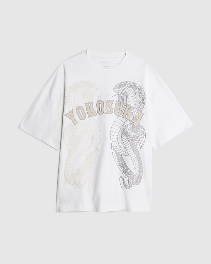 White Embroidered Yokosuka Cobra T-Shirt