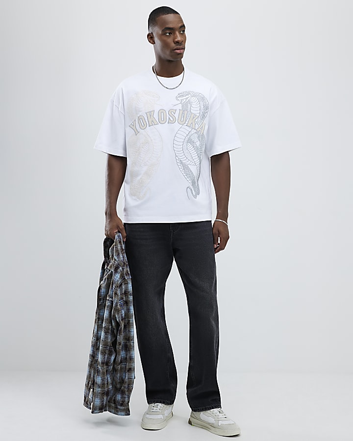 White Embroidered Yokosuka Cobra T-Shirt