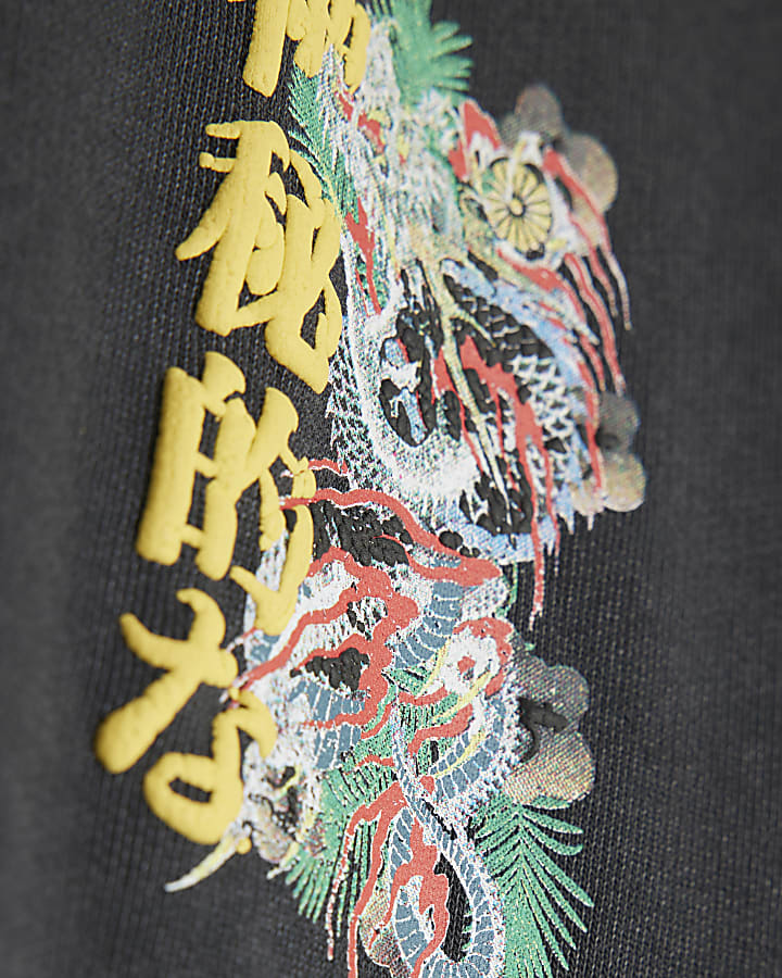 Black Regular Fit Washed Hayashima T-Shirt