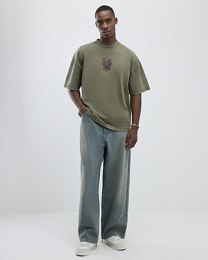 Khaki Japanese Snake Double Layer T-Shirt