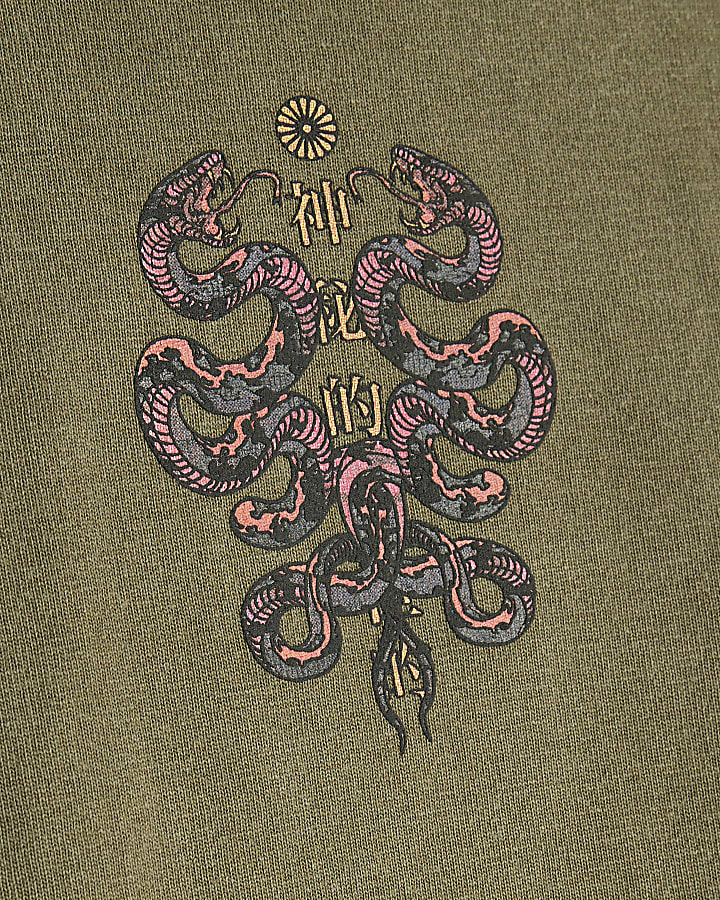 Khaki Japanese Snake Double Layer T-Shirt