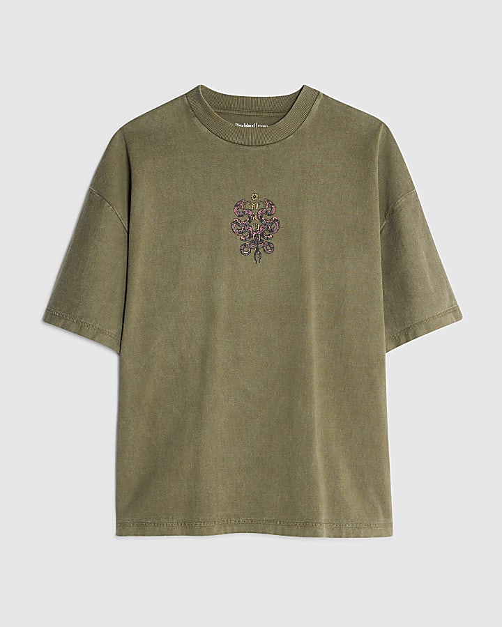 Khaki Japanese Snake Double Layer T-Shirt